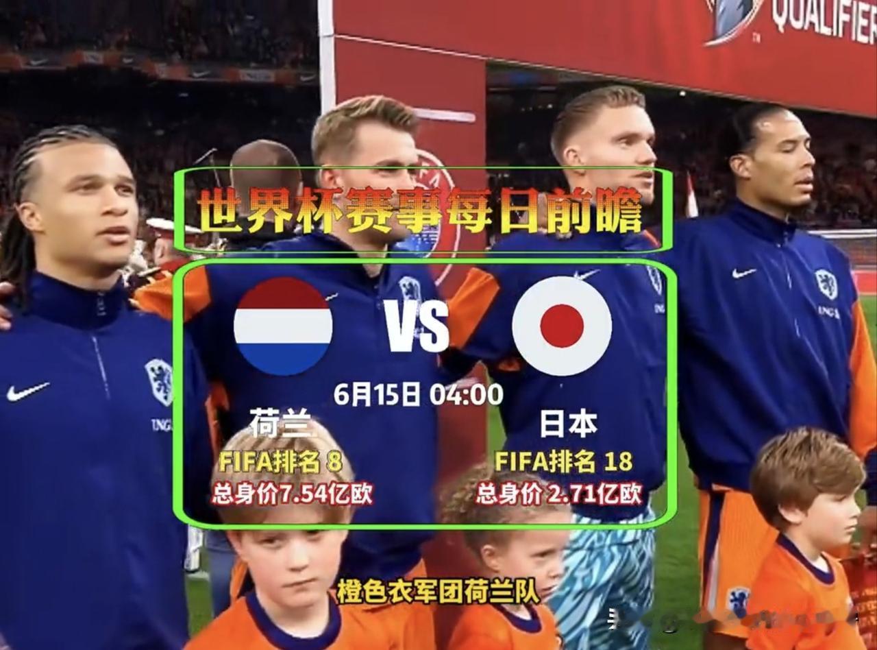 6月15日4：00日本vs荷兰，这场比赛是世界杯开打4天以来，我最关心的一场比赛