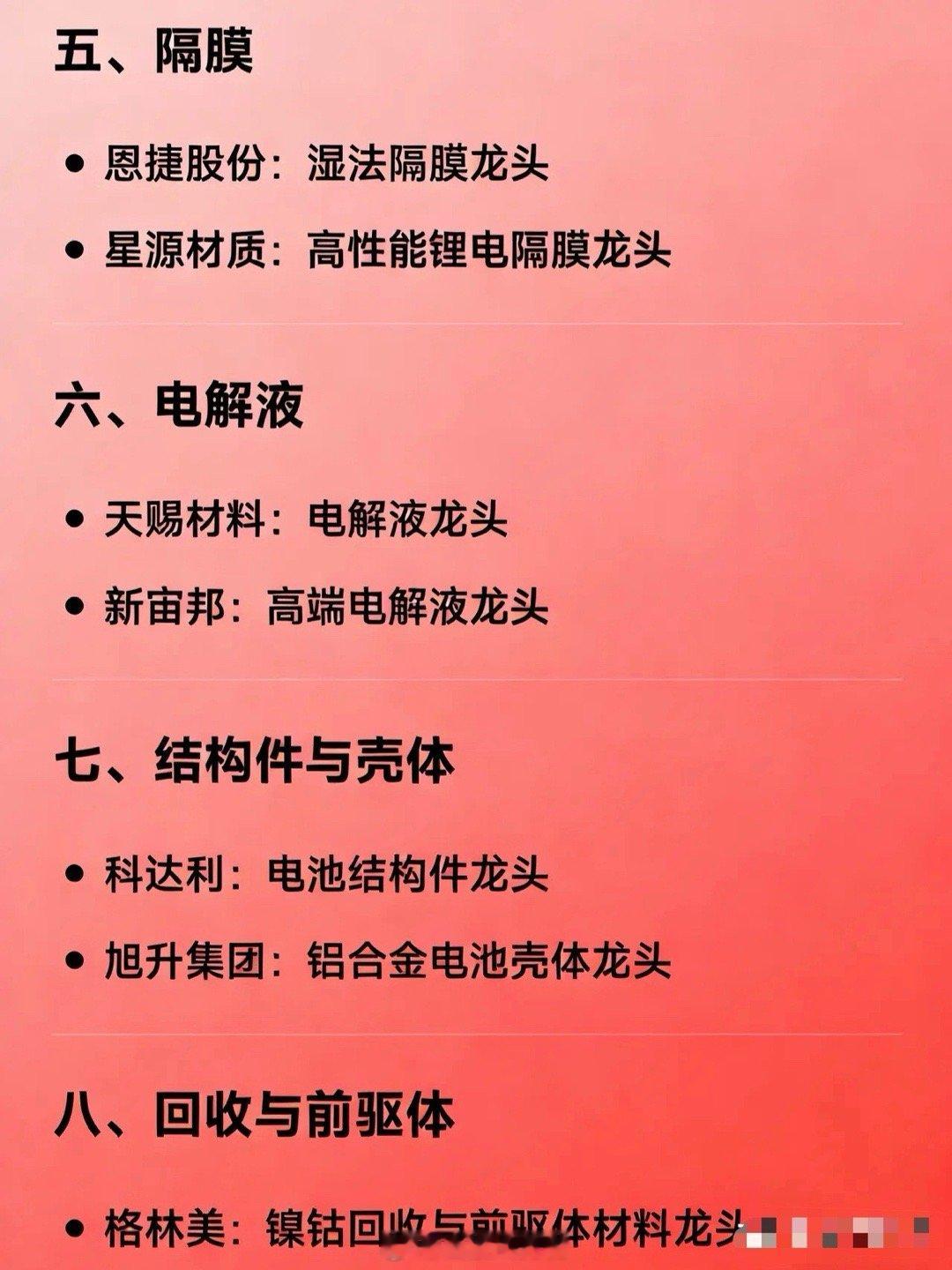 特斯拉电池产业链核心龙头企业汇总一、电池整包与电芯• 宁德时代：全球动力电池龙头