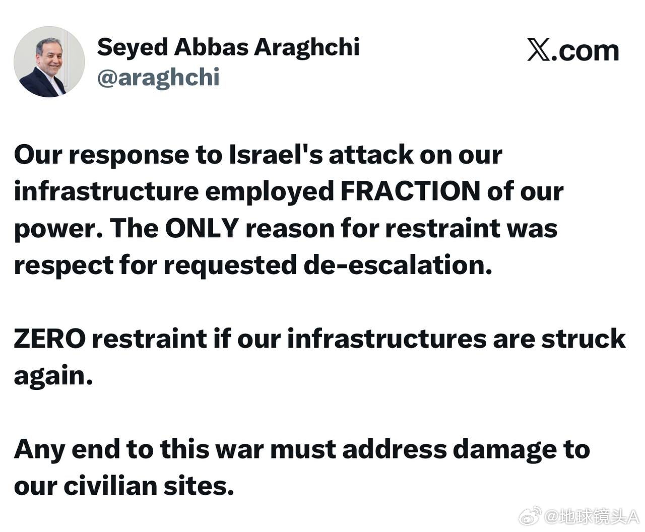 以色列最大机场被袭击密集爆炸画面 伊朗外交部长阿巴斯・阿拉格希奇：我们对以色列袭