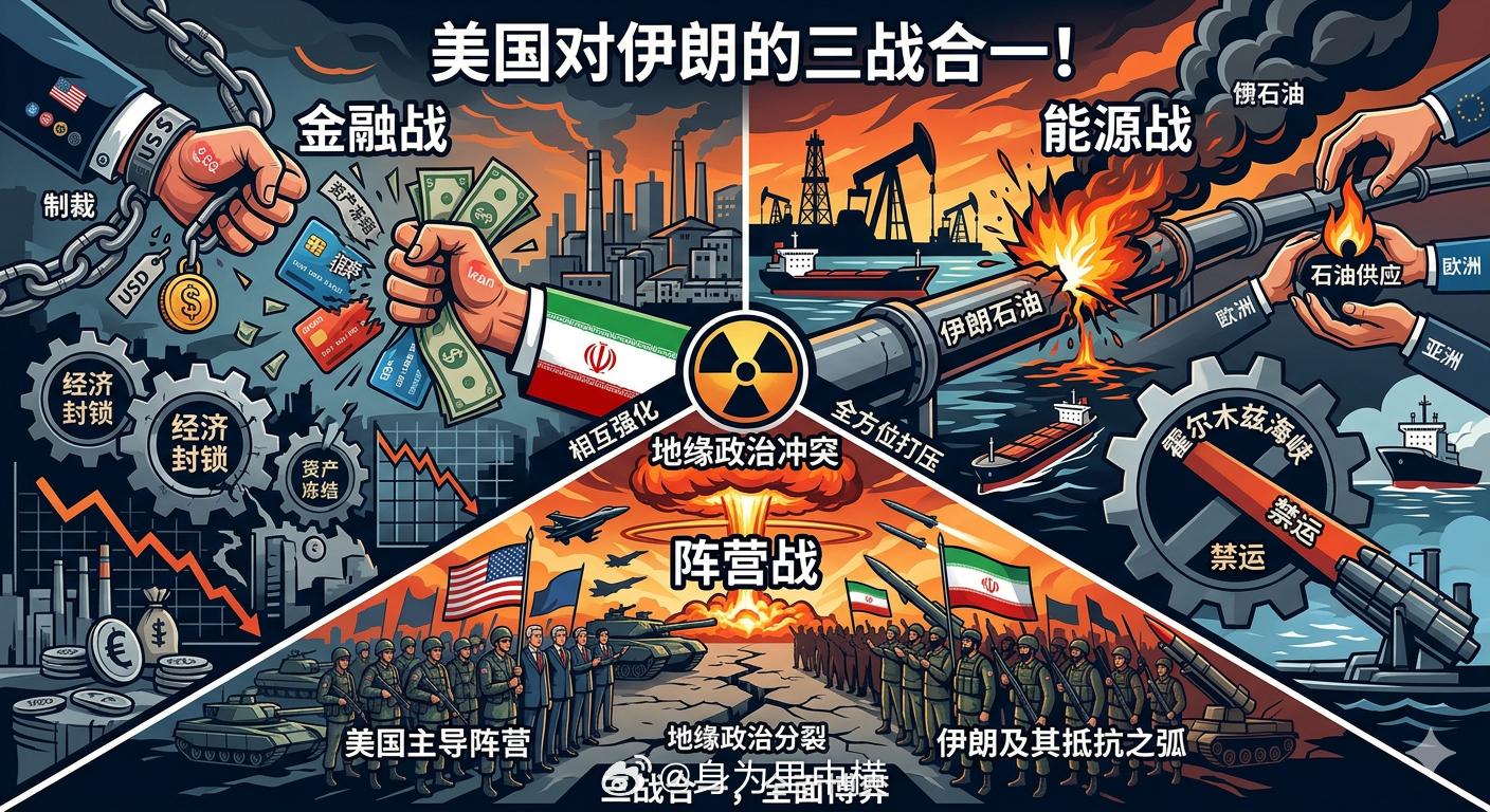 美国对伊朗的三战合一：能源战、金融战、阵营战 