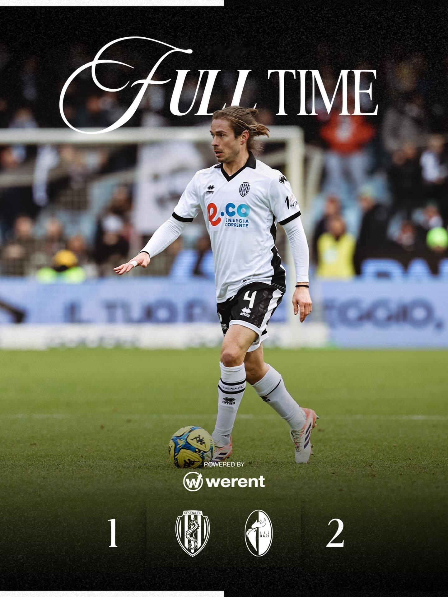 意乙 切塞纳主场1：2负于巴里队，马尼🇮🇹第73分钟替补出场。