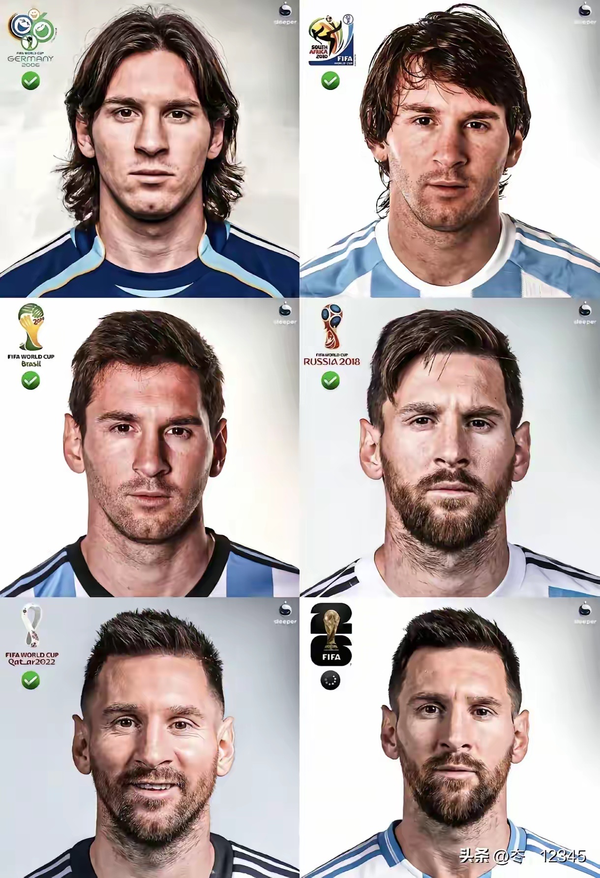 梅西的世界杯之旅：2006年→兴奋，青稚2010年→巨星，可惜2014年→遗憾，