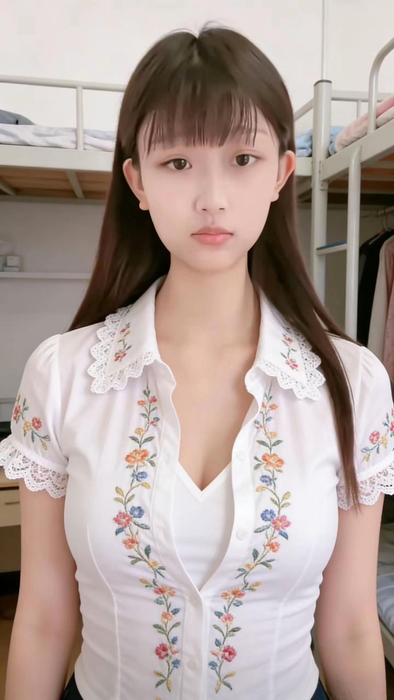 宿舍里的日常小拍，碎花衬衫裹着清甜的少女感，简单的镜头也能定格住这份随性的美好～