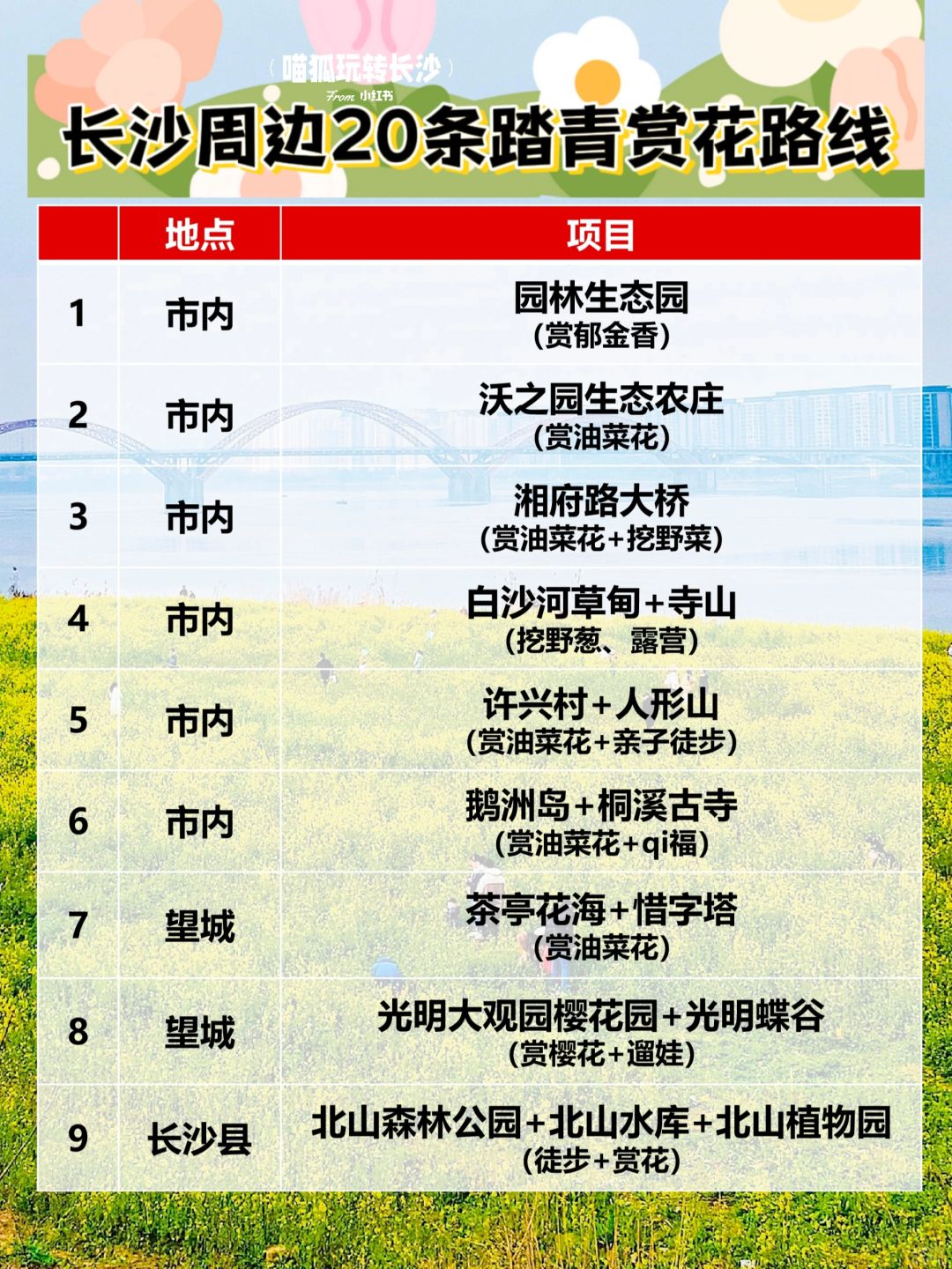 长沙周边20条踏青赏花🌸路线！美炸了！