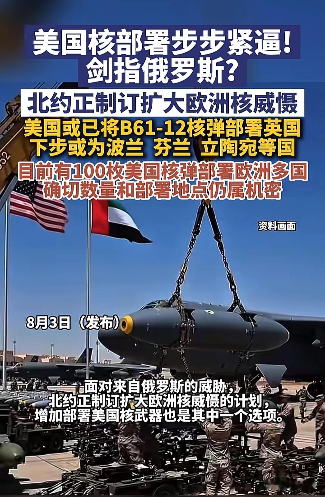 美国核部署步步紧逼！剑指俄罗斯？北约正制订扩大欧洲核威慑计划，美国或已将B61-