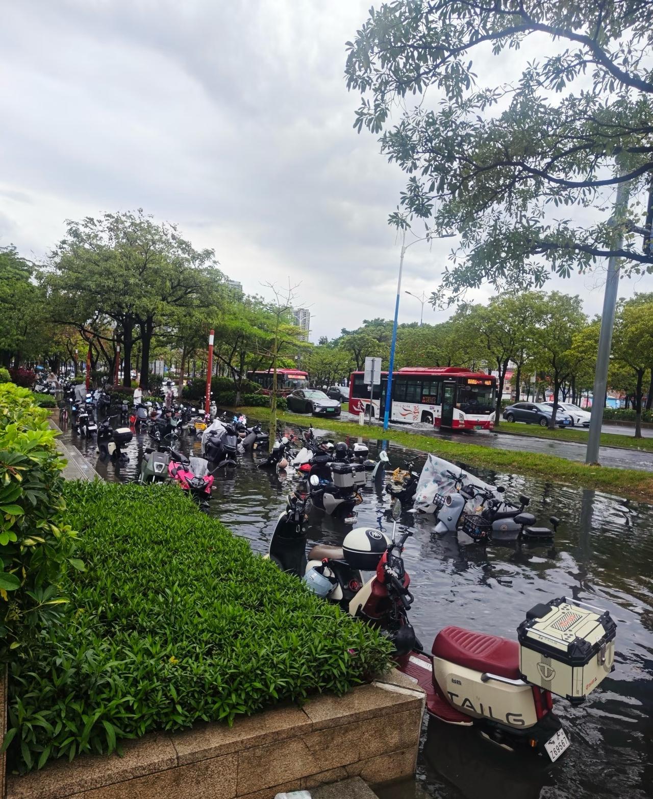 千灯湖环宇城浸水啦

谁的电动车，赶紧开走了。我能说千灯湖环宇城经常鬼样吗？之前