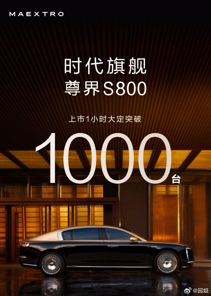 果然有钱人还是很多，尊界S800一小时大定1000台[哆啦A梦吃惊] ​​​