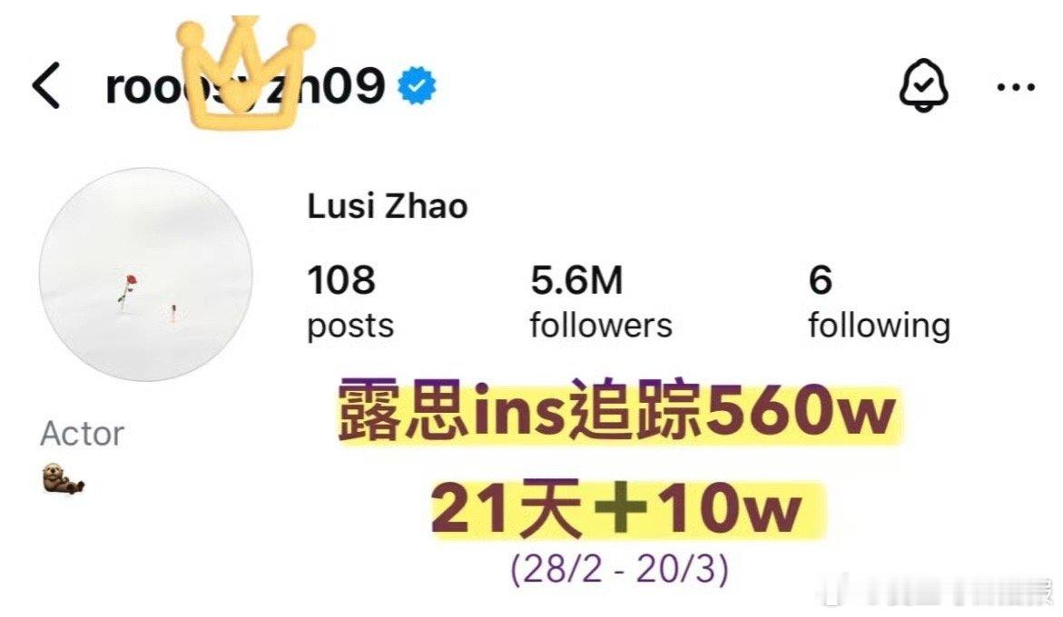 赵露思ins粉丝破560万啦 ​​​