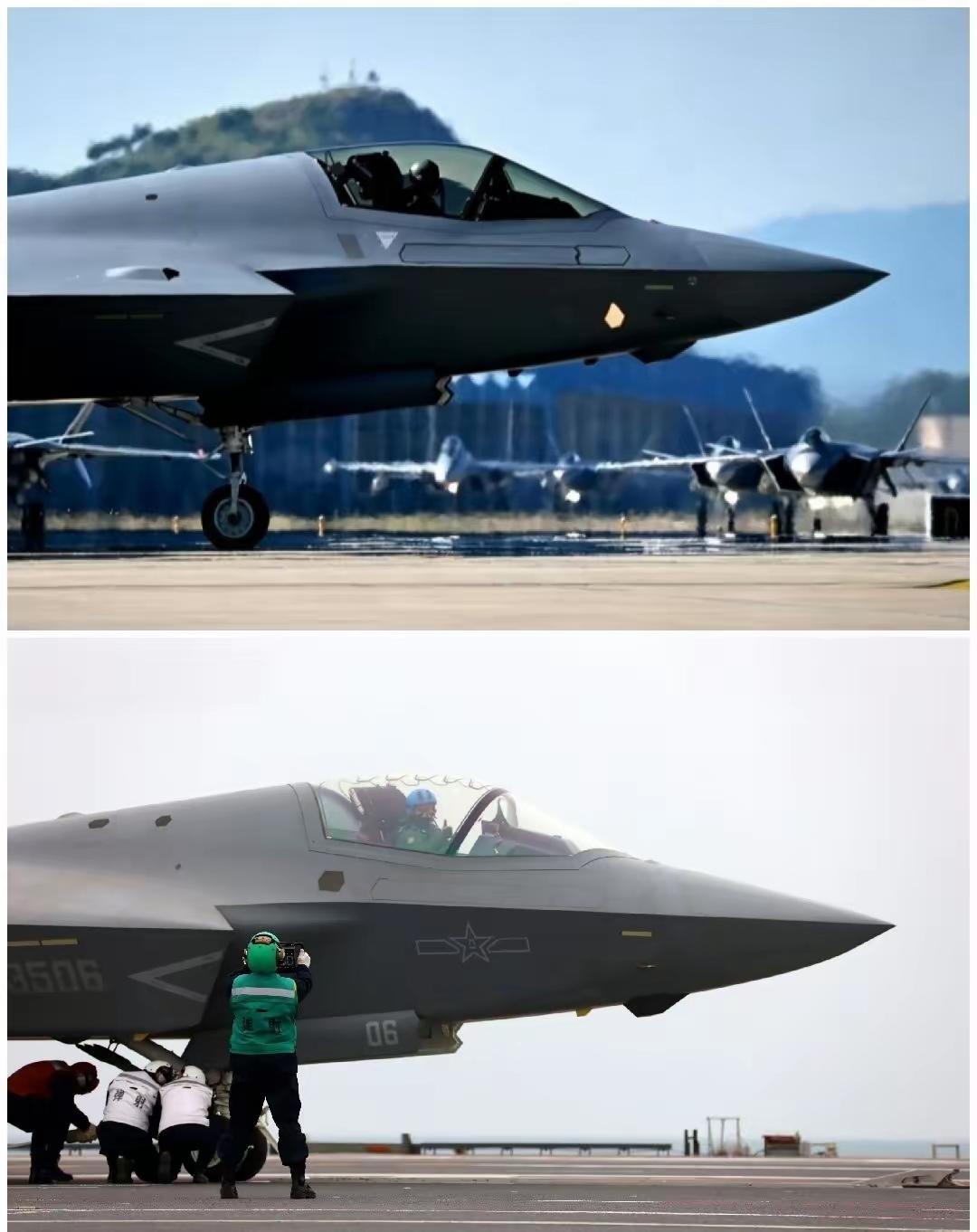 歼-35的空军型和海军弹射型。
全球唯二的第五代隐身战斗机两用型号。
不得不说，