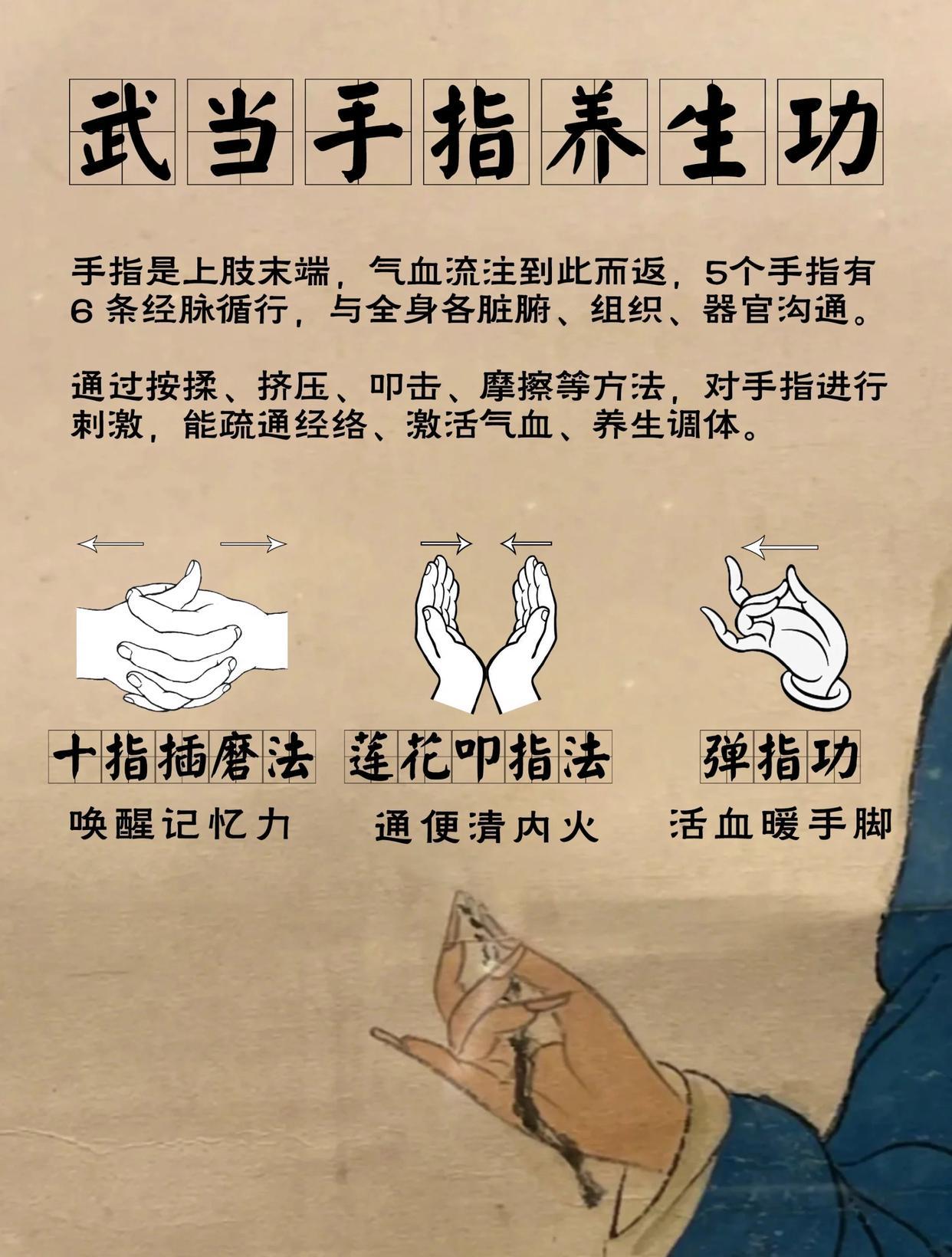 武当养生妙法：每天碰碰手指，全身气血通畅！手指是上肢末端，气血流注到此而返回，5