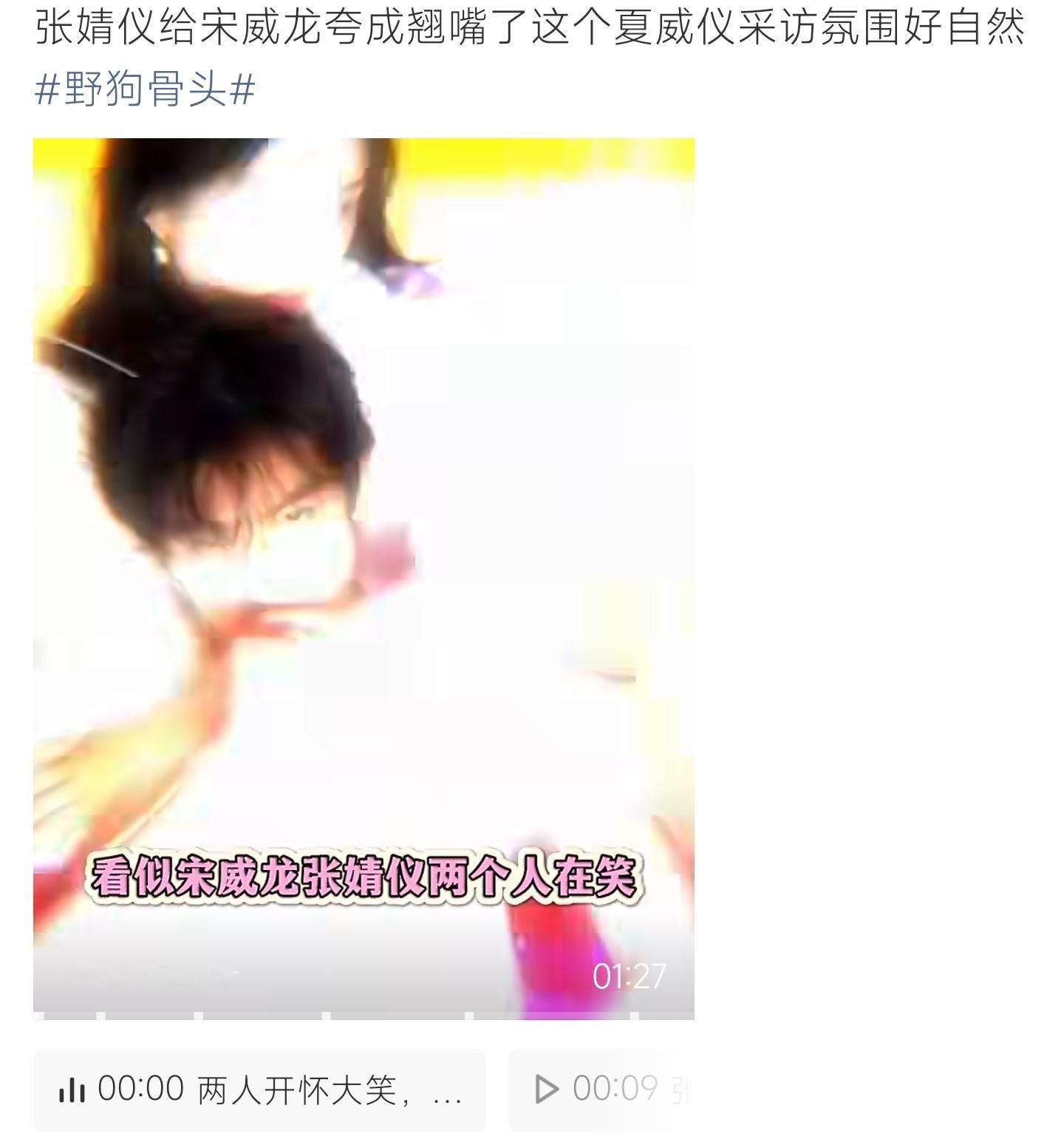 张婧仪合作过最帅的男演员宋威龙《野狗骨头》采访互动超有爱，张婧仪夸赞不停，宋威龙