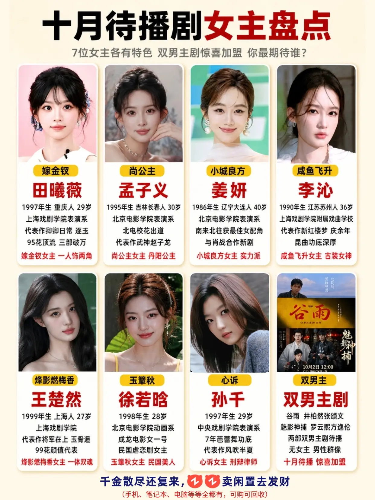 十月热播剧女主盘点！7位女神各有王牌。