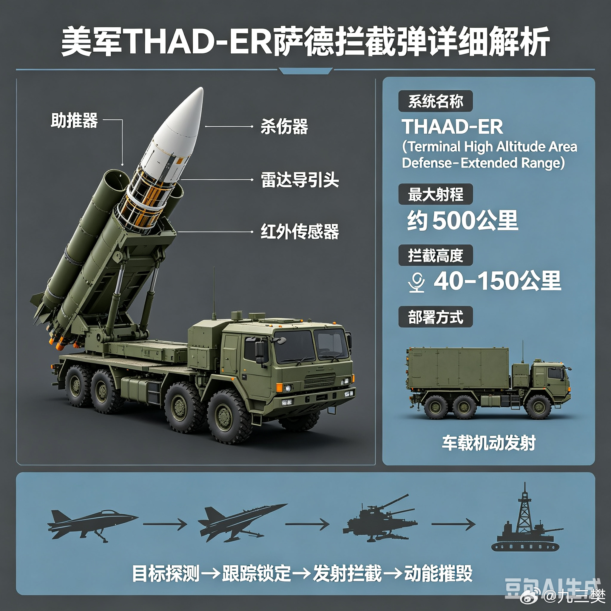 军事ai新视野 THAAD‑ER（增程型萨德拦截弹）ai热力追踪 THAAD‑E