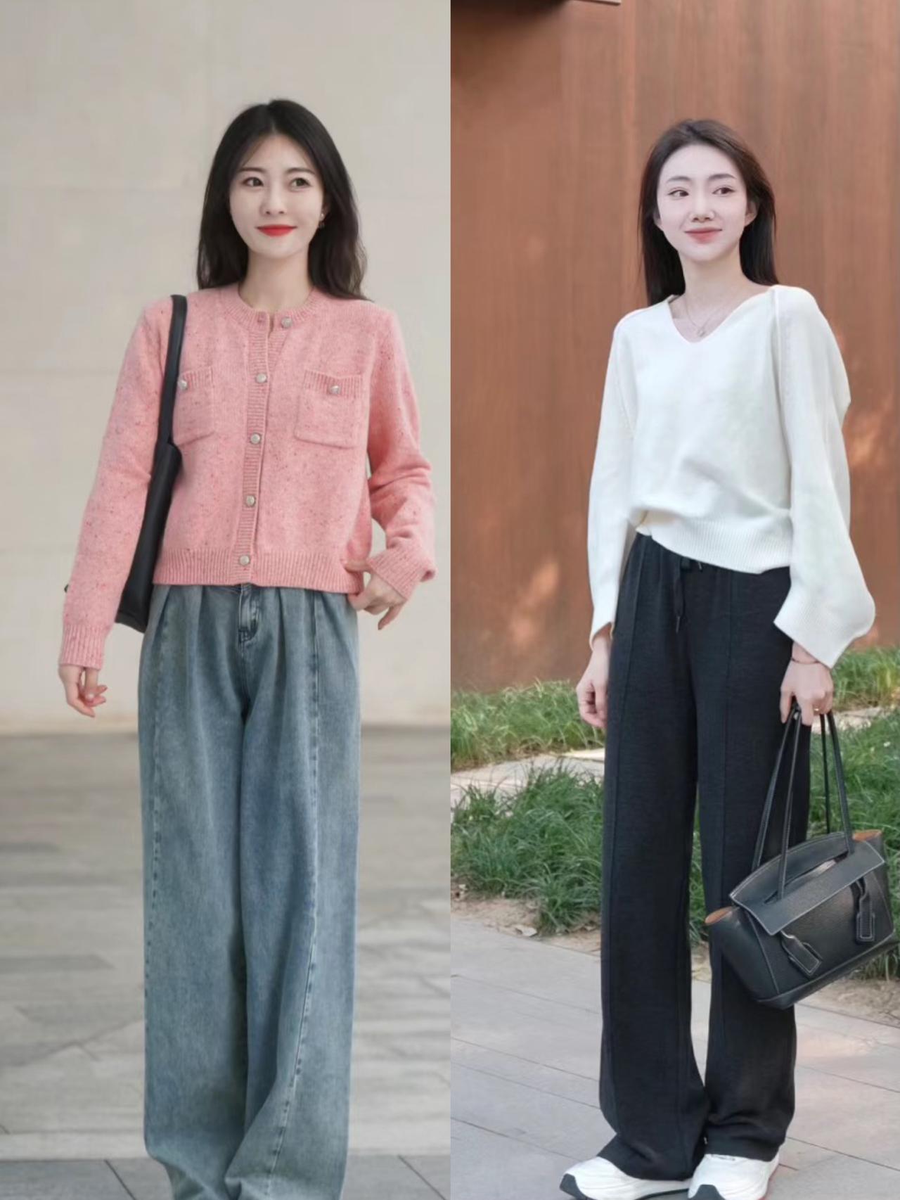当“针织衫”撞上“阔腿裤”，才发现：梨形身材也能穿出纸片效果
针织衫与阔腿裤的搭