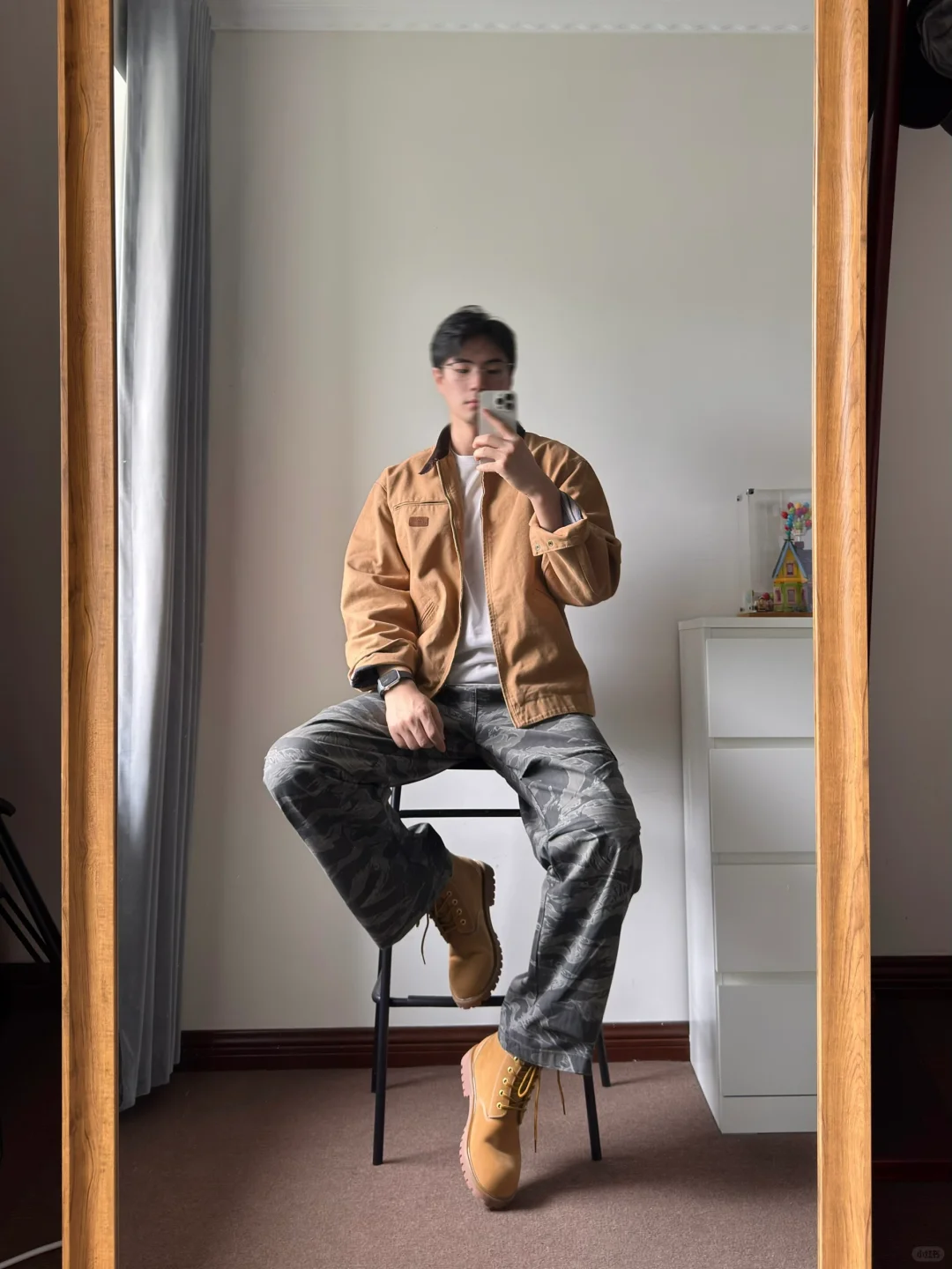 ootd 美式工装｜迷彩裤搭配大黄靴好帅！
