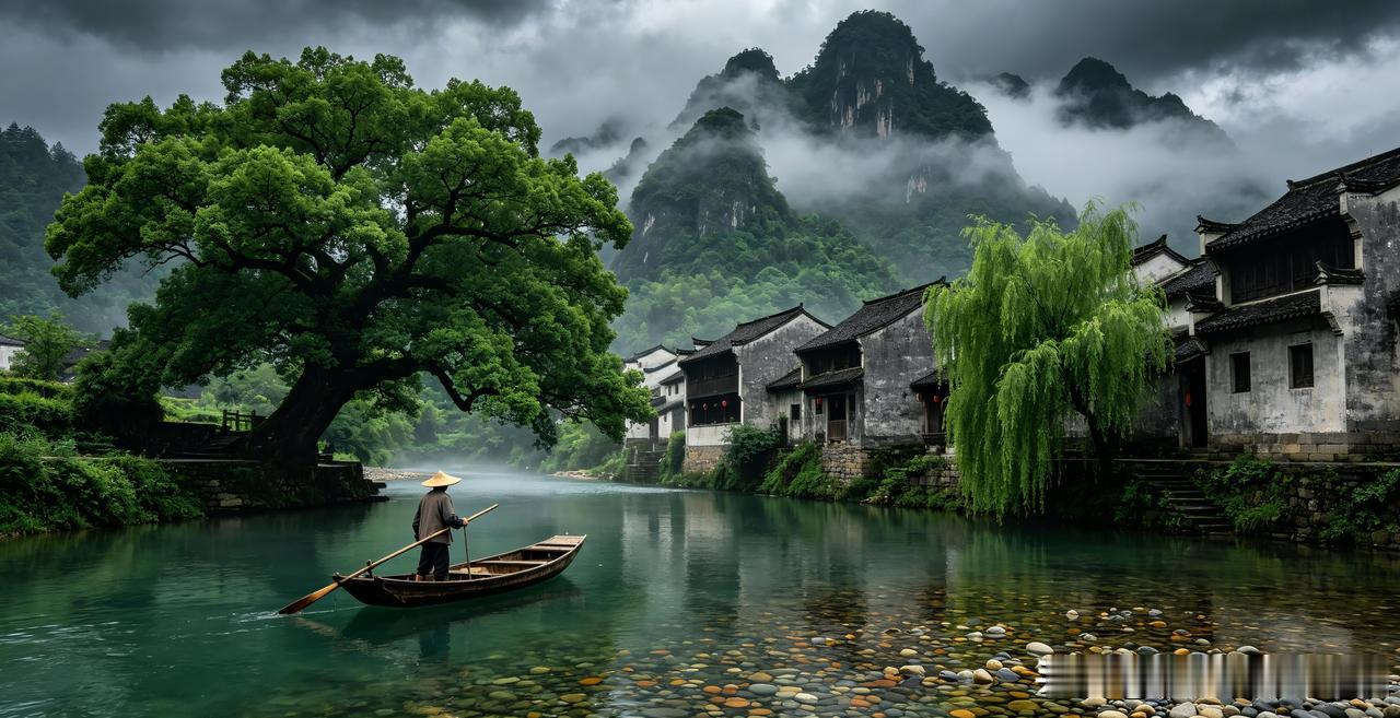 烟雨古村行舟，藏着中国人最向往的归隐生活
 
久居于喧嚣的城市，总渴望寻一处静谧