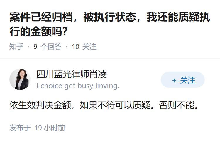 案件已经归档，被执行状态，我还能质疑执行的金额吗？