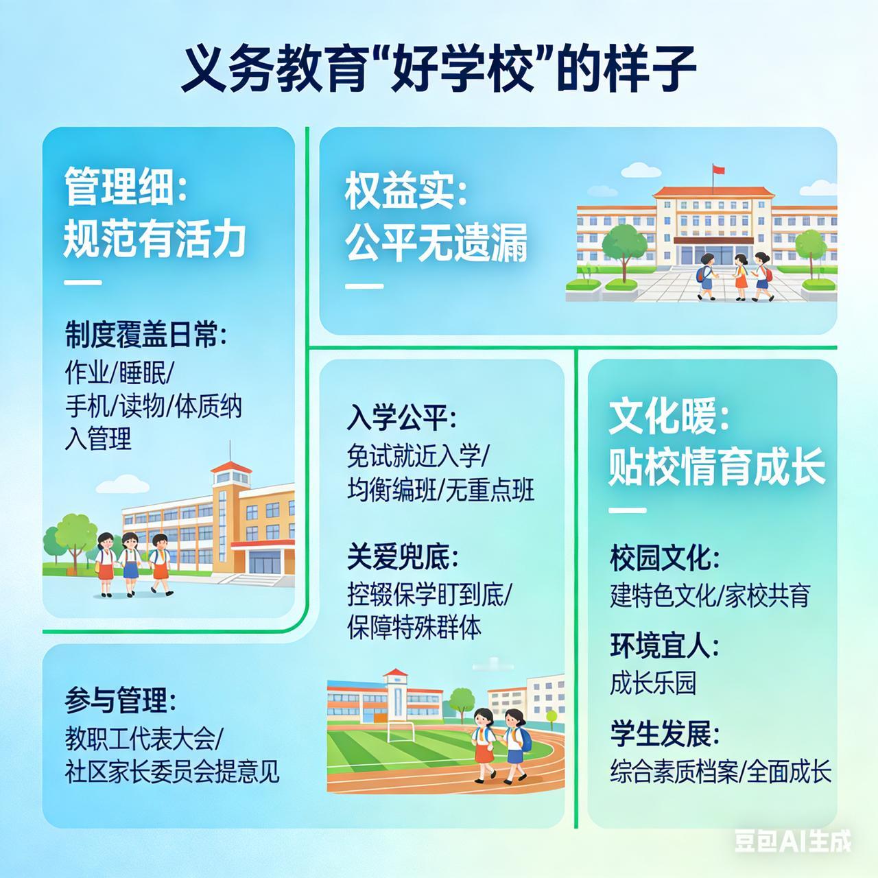 义务教育“好学校”的样子：管理细、权益实、文化暖
 
一所义务教育学校办得好不好