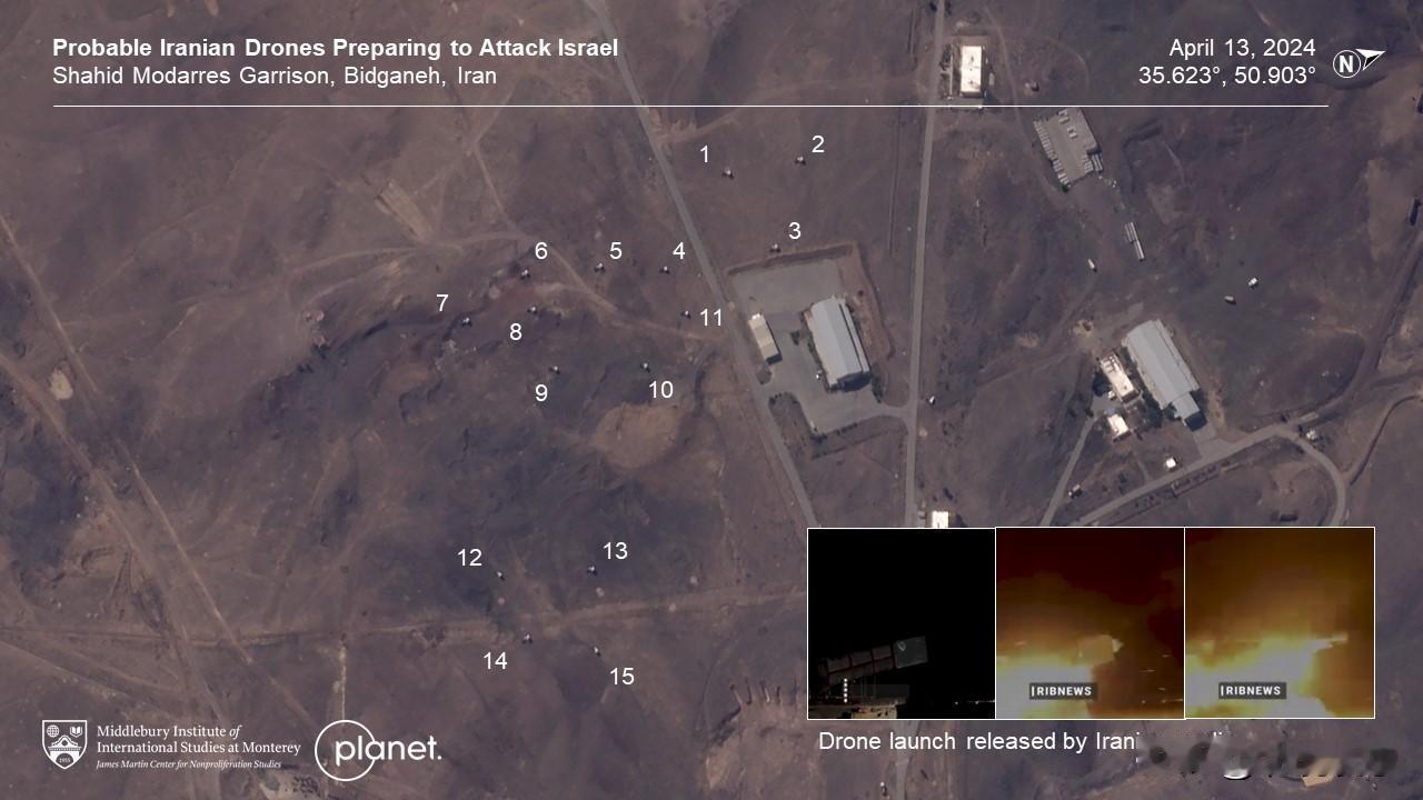 4月21日，美国方面公开了在4月13日当天，美国卫星拍摄到的，伊朗德黑兰附近，伊