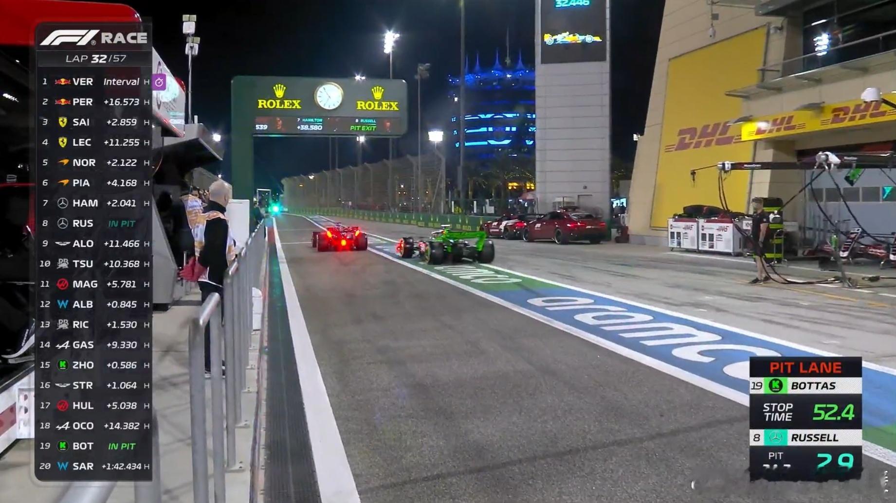 #2024f1巴林大奖赛#刚打开直播，就看到博塔斯的停站时间，52.4S，能来跟