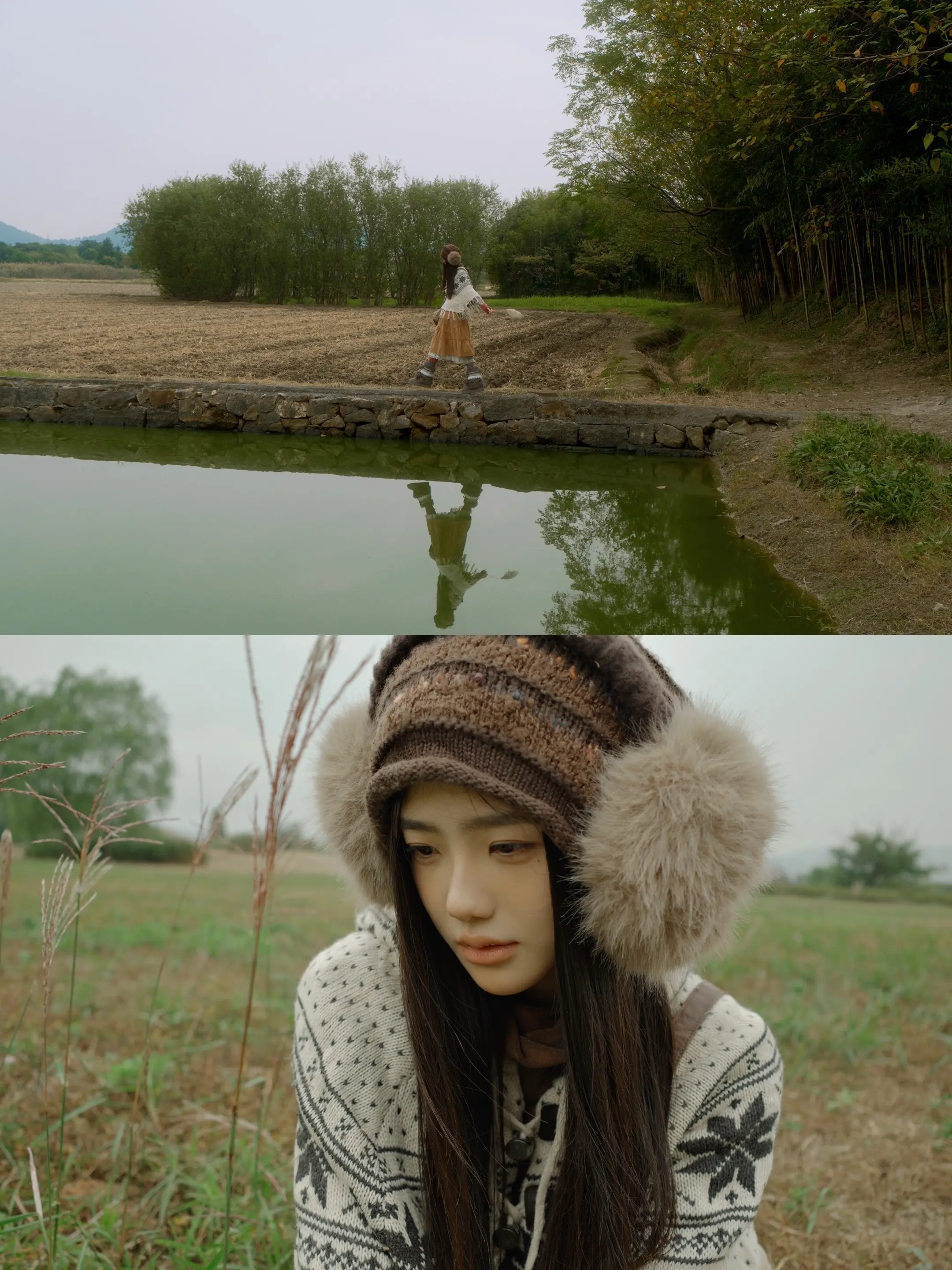 暴雨前的田野。