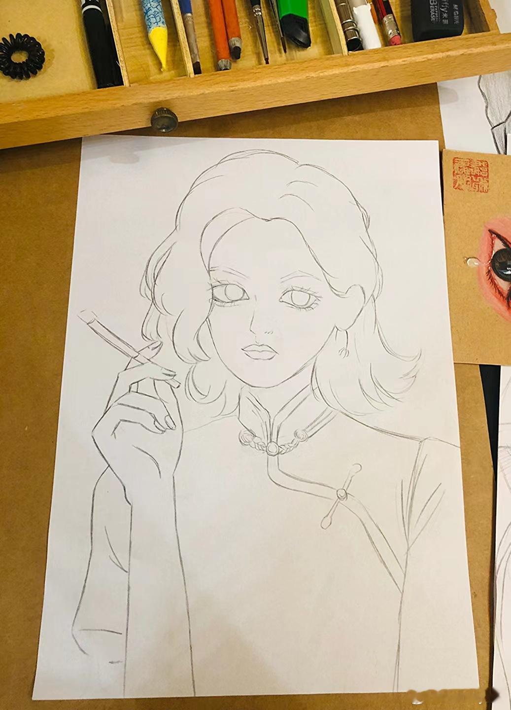 郝熠然 hyr郝熠然 我画好了，斗胆问下，郝熠然你能帮我填个色不？