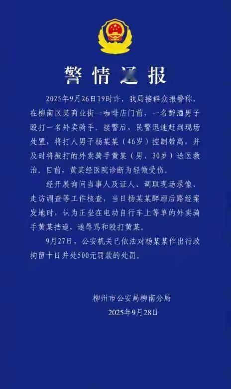 对于这个处理，总体都满意，就一点不满意，醉酒打人者的处罚有点太轻了，
