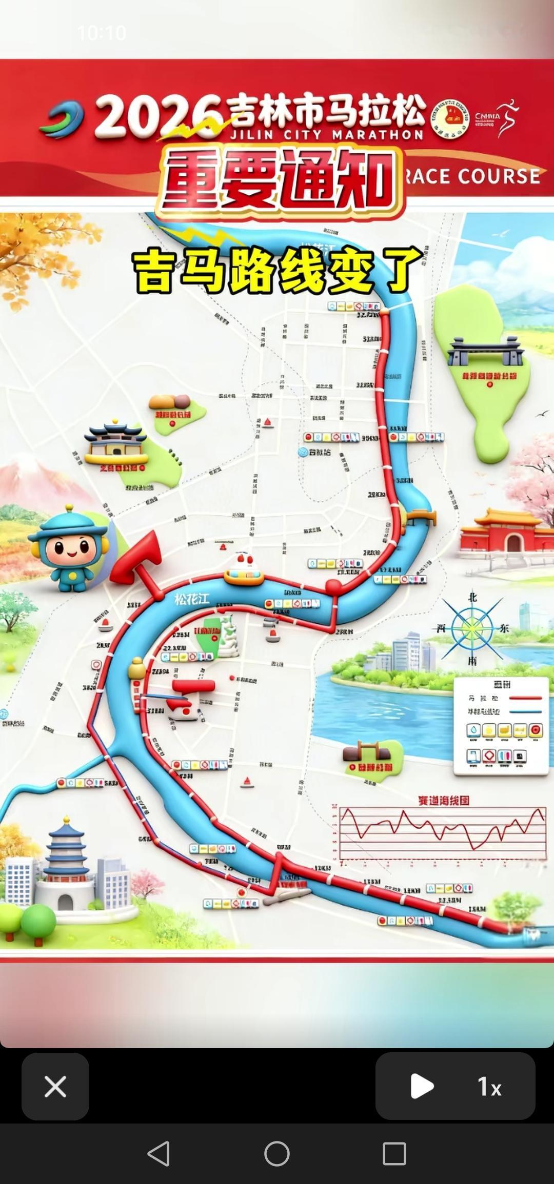 吉林市马拉松今年更改线路啦，半马比赛从人民广场移至三亚路，着实令人期待！

有消