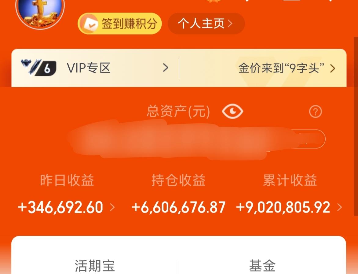 上周五基金收益34.6W+，累计收益902W。
这也是今年来，收益第三次突破90