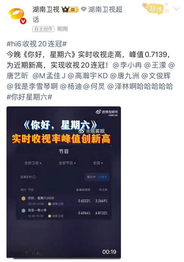 乘风2026｜便利贴hi6超0.7的收视 