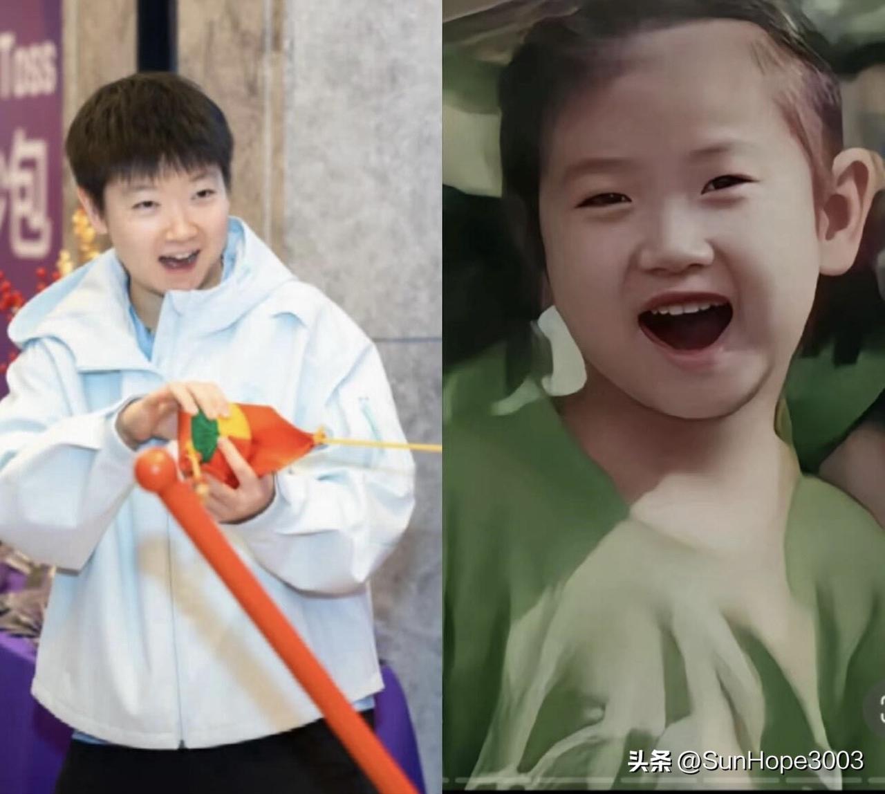 天呢，孙颖莎这完全就是小孩来着，和小时候的样子，有什么区别呢😍
网友：七号就像