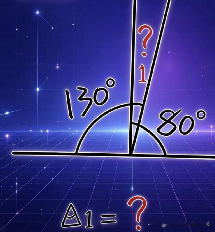 1. 经典角度计算题，已知130°和80°，角1到底是多少度？🤔
