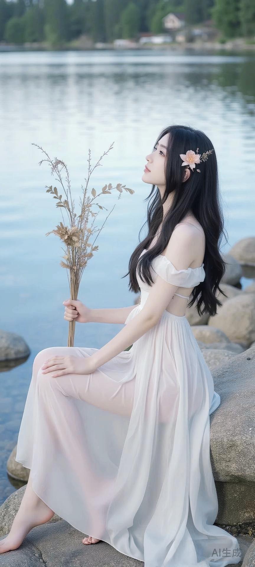 湖畔静坐，花枝相伴，岁月静好。40岁以上女性的ol风，如何穿搭 你认为一个人最可