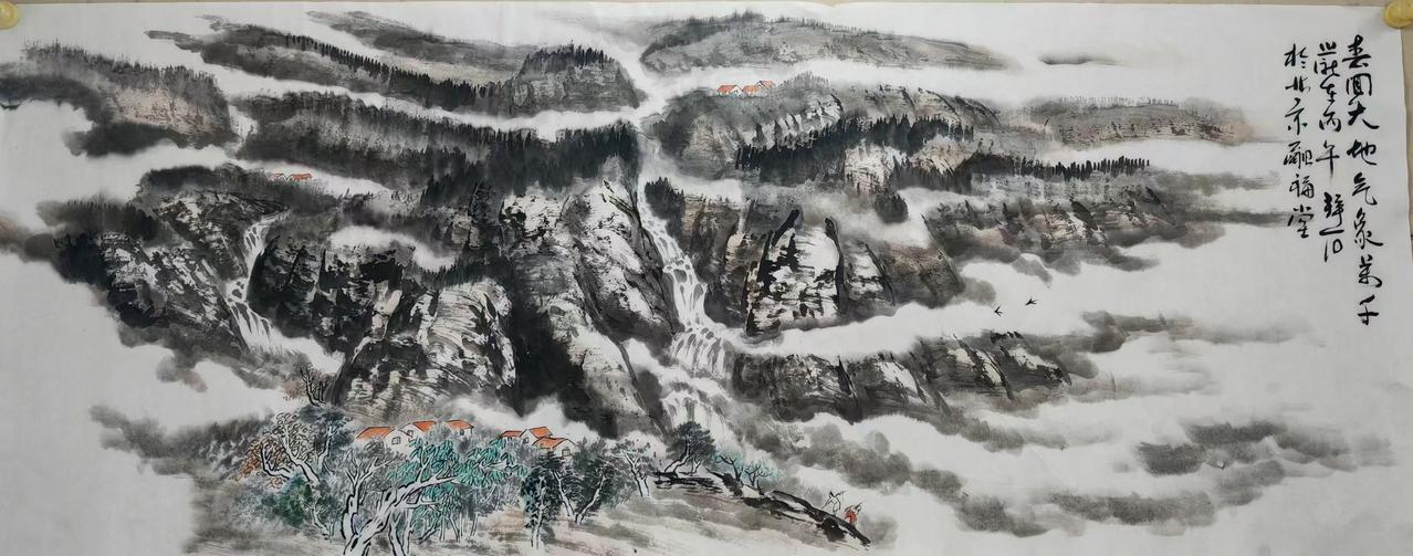 马拜石这幅《春回大地》真的太绝了！画面里，嫩绿的新芽从枝头探出头，像是春天俏皮的