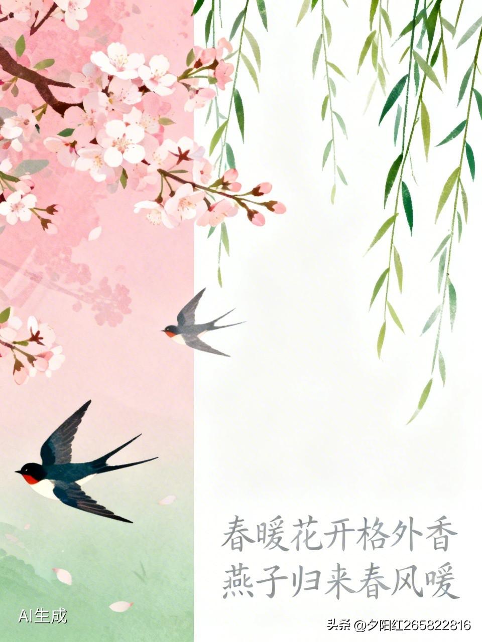 《春嗳花开》
春暖花开格外香，
花开春风吐芬芳。
燕子归来春风嗳，
遍地开花守相