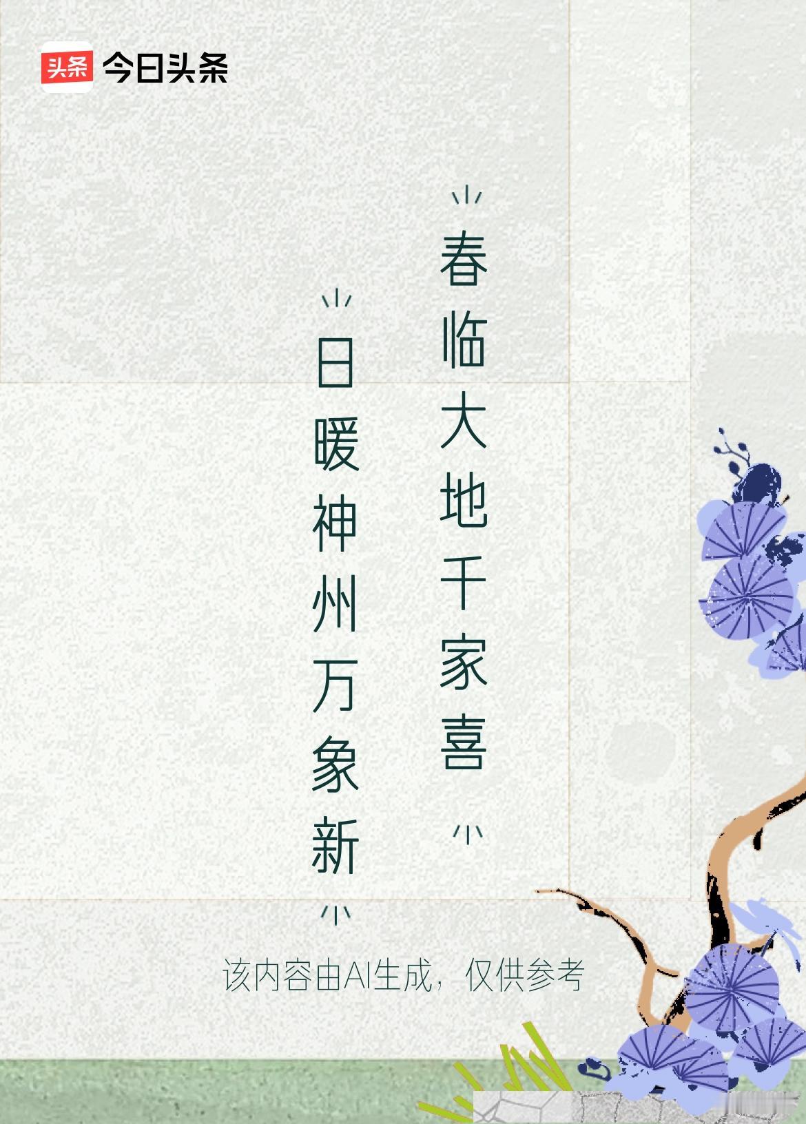 文学创作大会上联：日暖神州万象新，下联：春临大地千家喜。戳这里👉和我一起作诗词