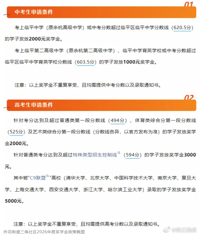 #杭州社区给优秀学生发钱最高奖1万#【最高奖10000元，杭州一社区给优秀学生发