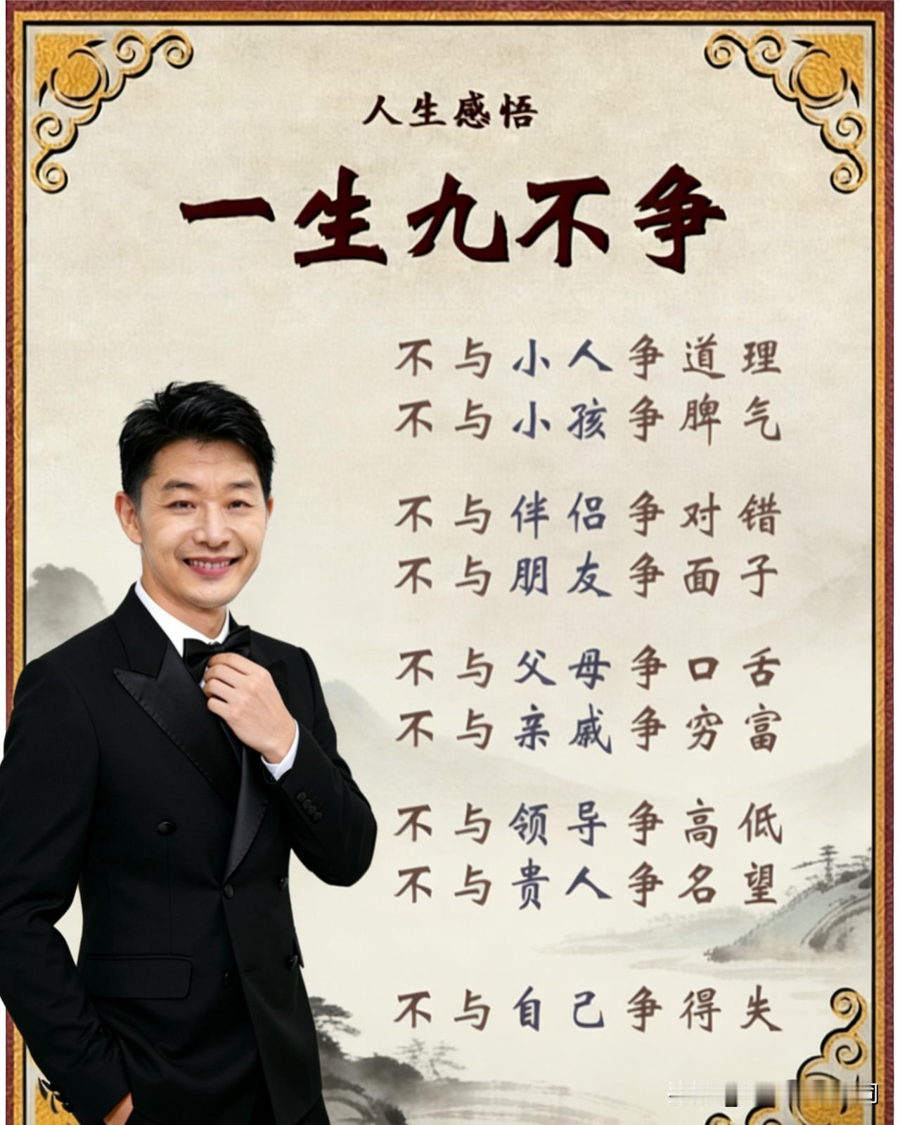 一生九不争，是历经世事后的通透与清醒，是醍醐灌顶的人间真相，也是过来人智慧的结晶