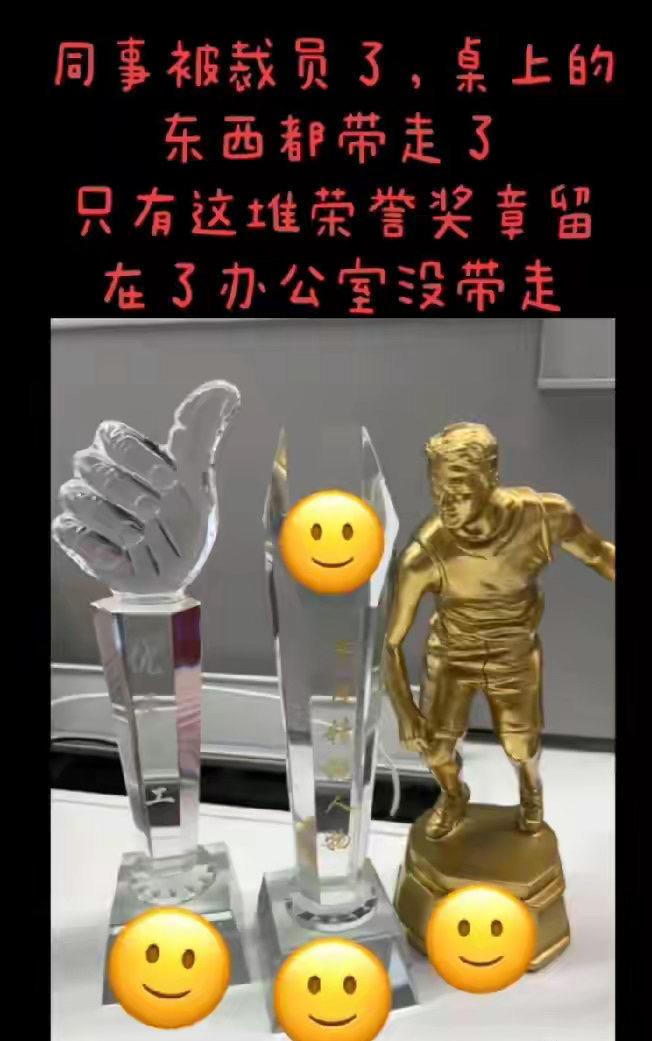 离职后把所有个人物品带走，只留下公司奖的一堆荣誉奖项，这样做非常正确。
我们从小