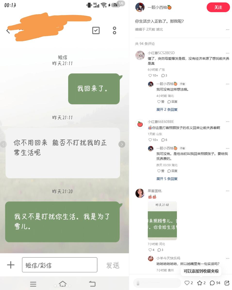 母爱爆发是假，想继续被供养是真。而且刚离婚就马上跟人同居了，还来找前夫想要生活费