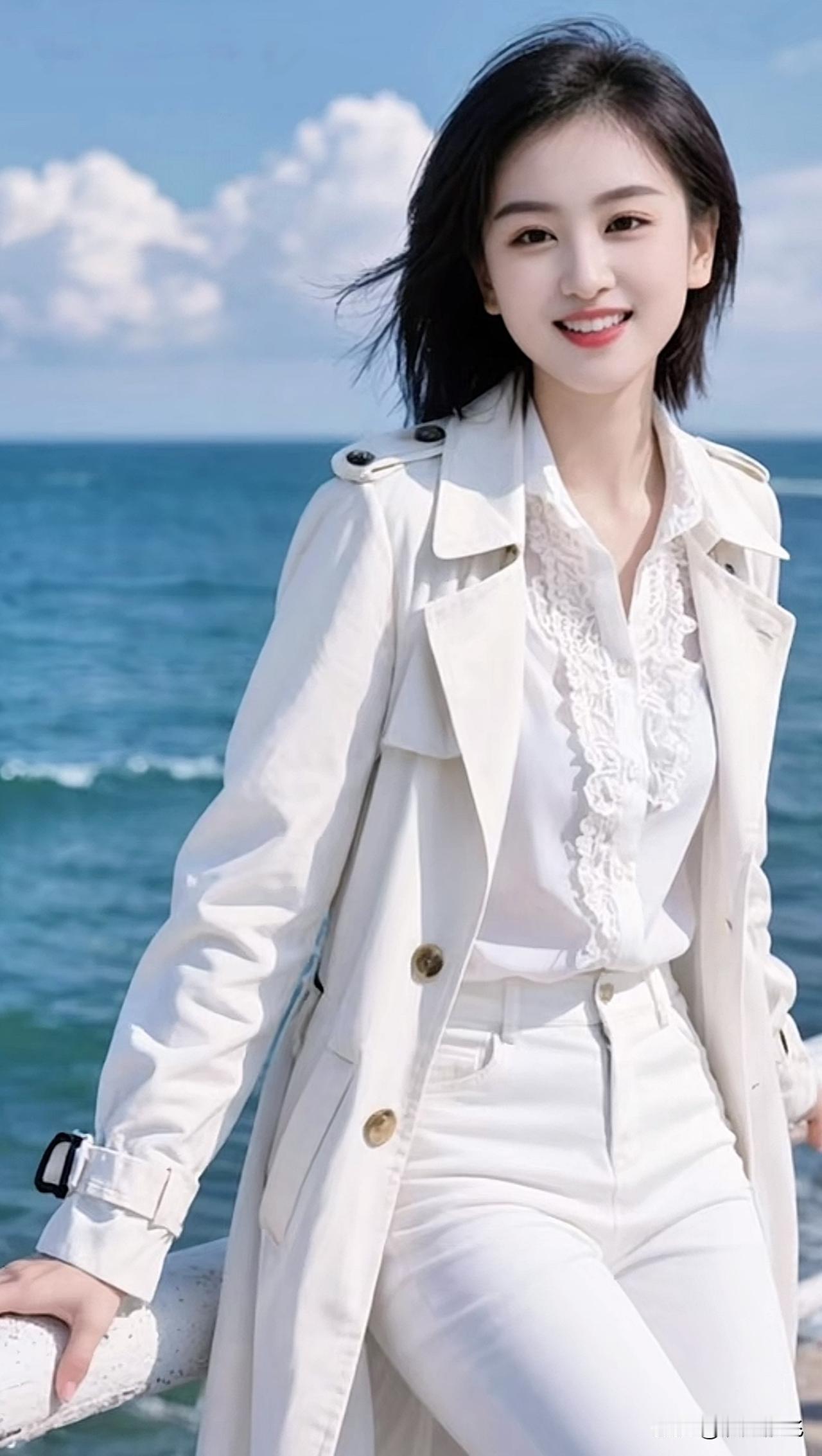 海边漫步，白色穿搭，清新自然，元气满满！海边白裙穿搭 温柔系海边穿搭 白色温柔穿