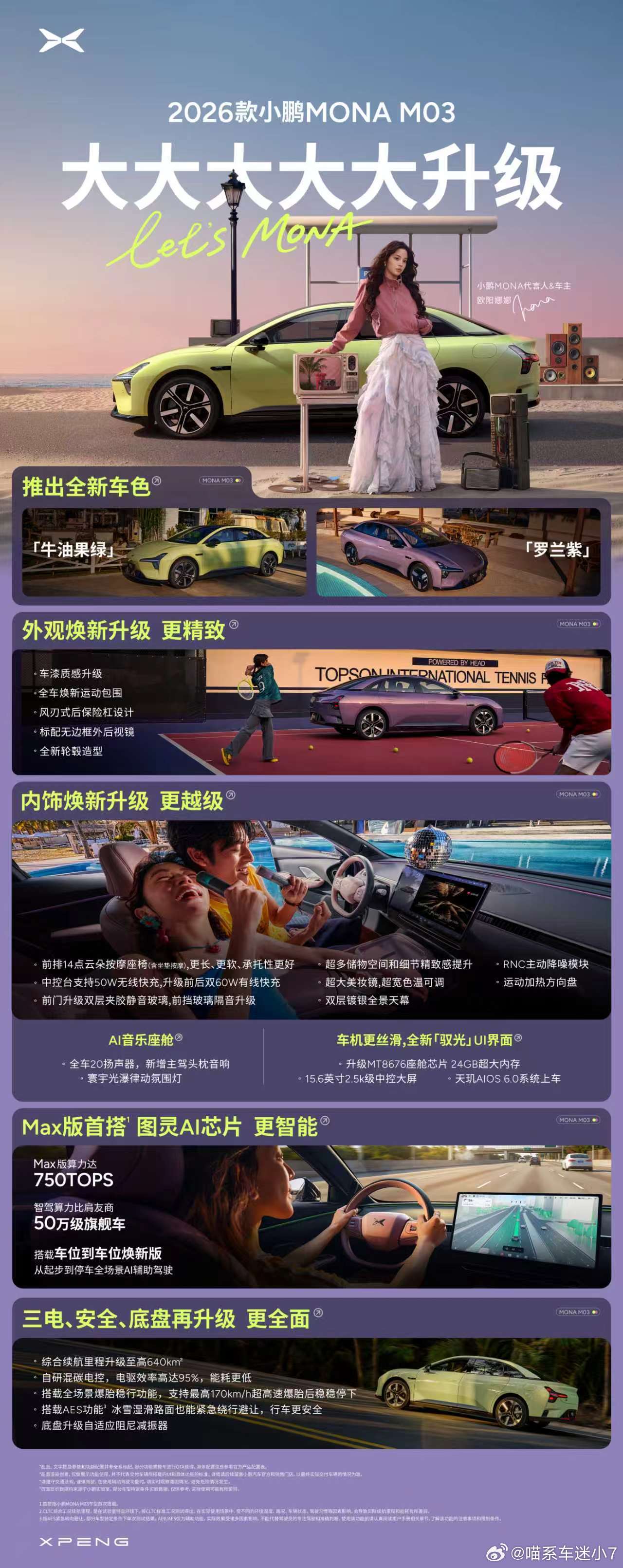 2026款小鹏MONA M03新出的罗兰紫和牛油果绿，是真挺戳年轻人审美，这次外