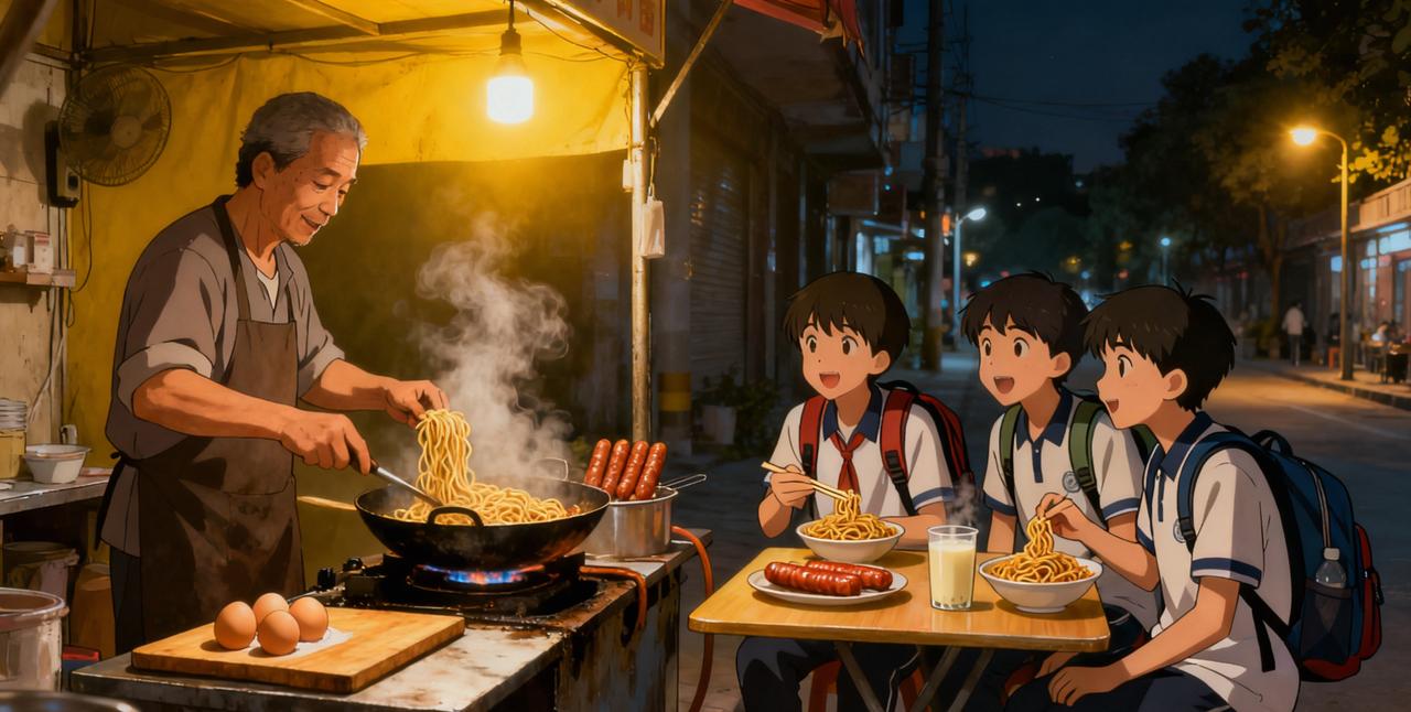 家人们！河南县城3块钱炒面带鸡蛋！太暖心了，这样的温情瞬间，谁能不被打动？在这个