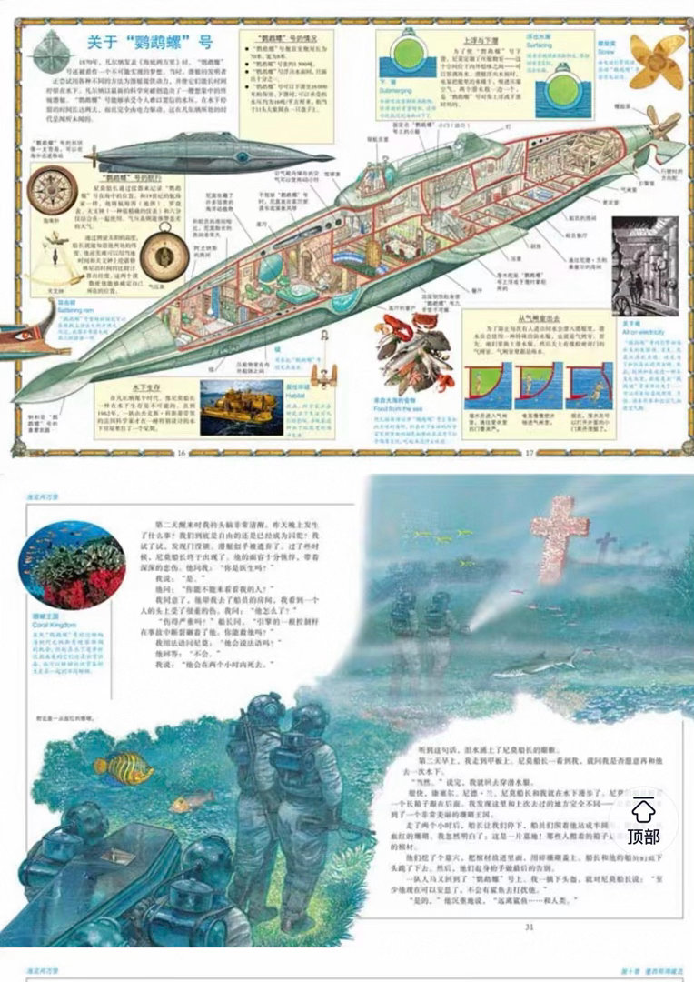 想给旺仔找一本《海底两万里》的图解书，结果看到了这本彩色的DK出品的图册，非常满