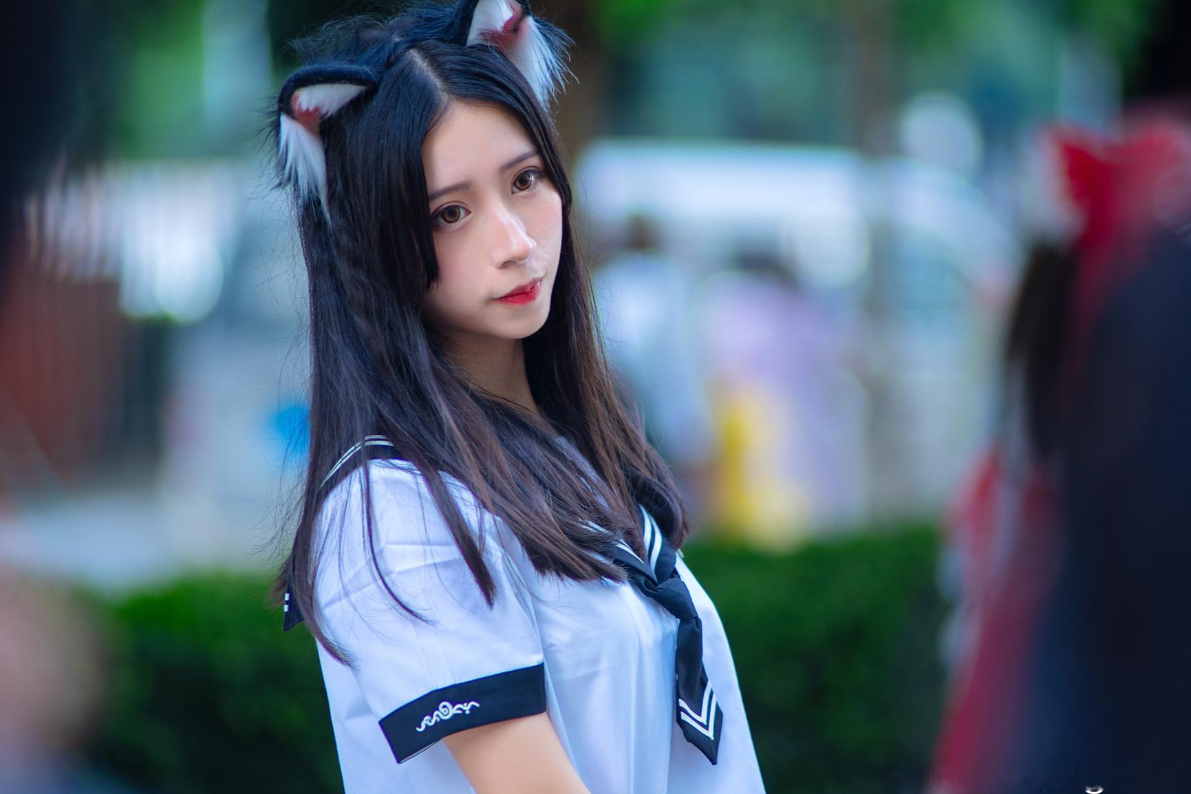 猎人拍漫展漫展分享版 (旧库存图)猫耳JK摄影后期：聆听猎人 