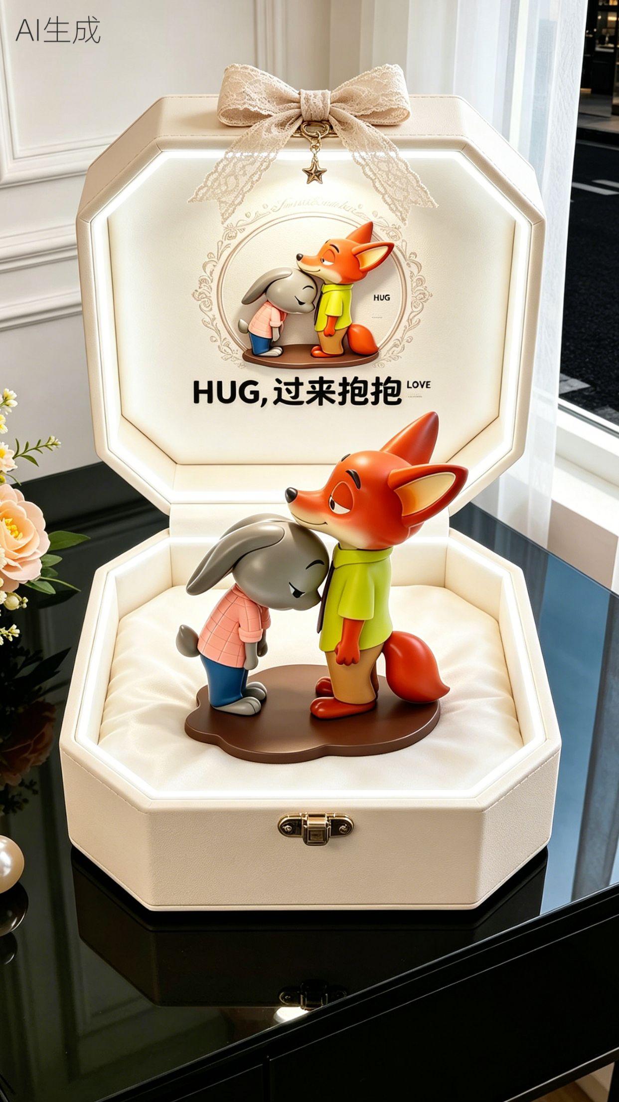疯狂动物城尼克朱迪 尼克朱迪抱抱摆件 好了过来抱抱吧 疯狂动物城手办