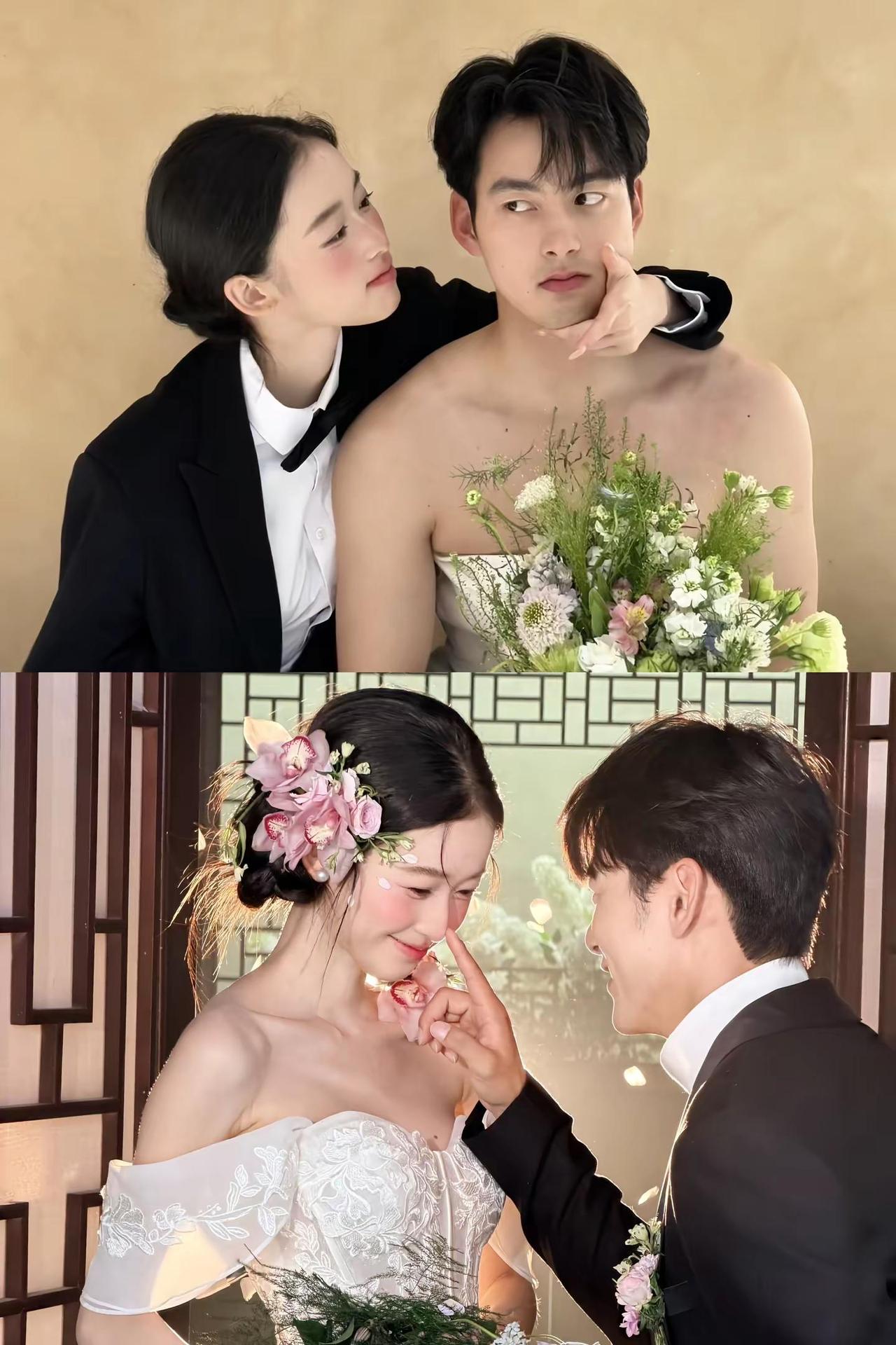 心甘情愿为彼此穿上婚纱😝。婚纱照 穿西装的我和穿婚纱的他 备婚日常 高甜来袭
