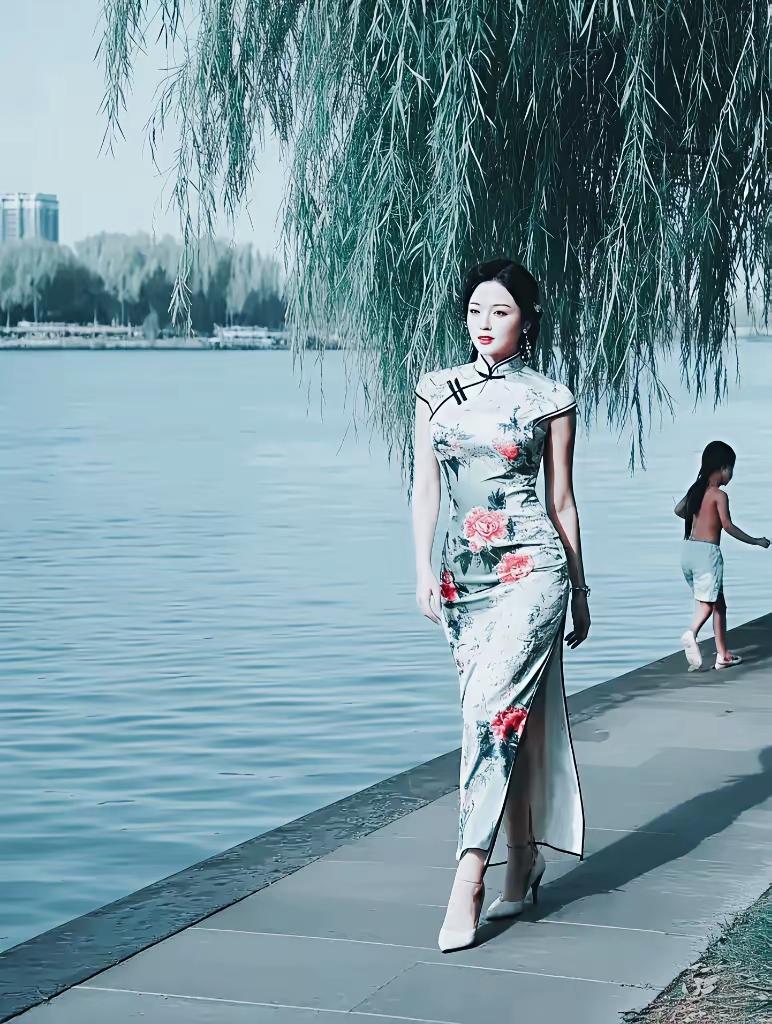 清江引·东方女性旗袍美
东方丽姝旗袍俏，
华夏明珠耀。
身型曲线合，
韵致风姿妙