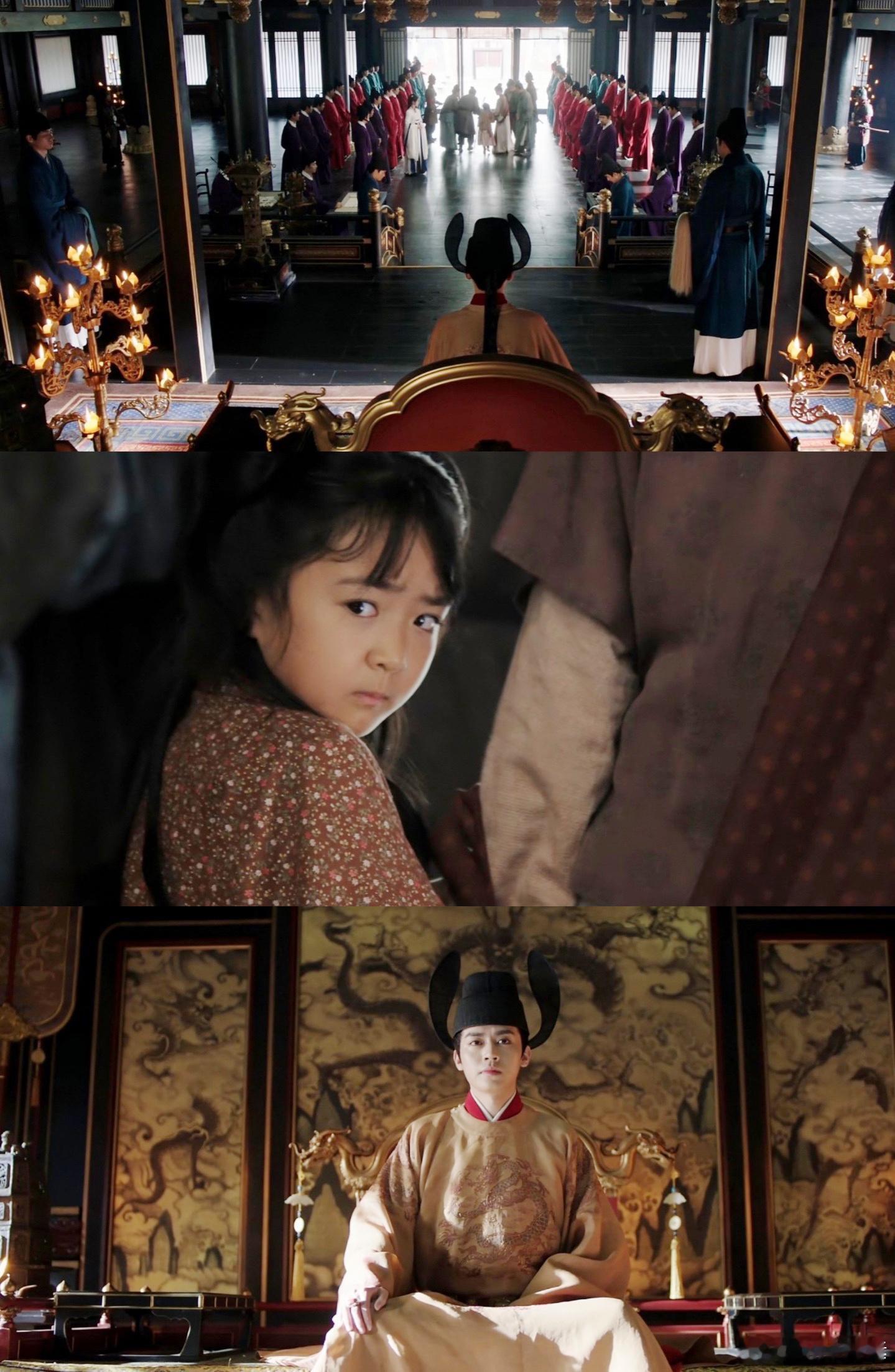 #墨雨云间# 朝堂这场戏，为什么最后小女孩要回头看一眼皇帝？网友：她想要史迪仔帽