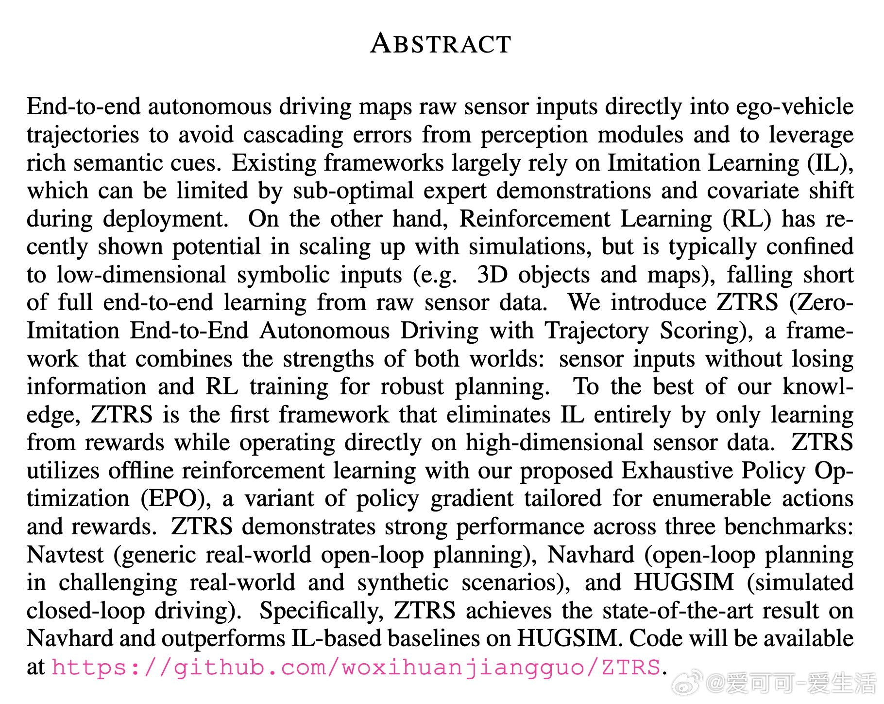 [RO]《ZTRS: Zero-Imitation End-to-end Aut